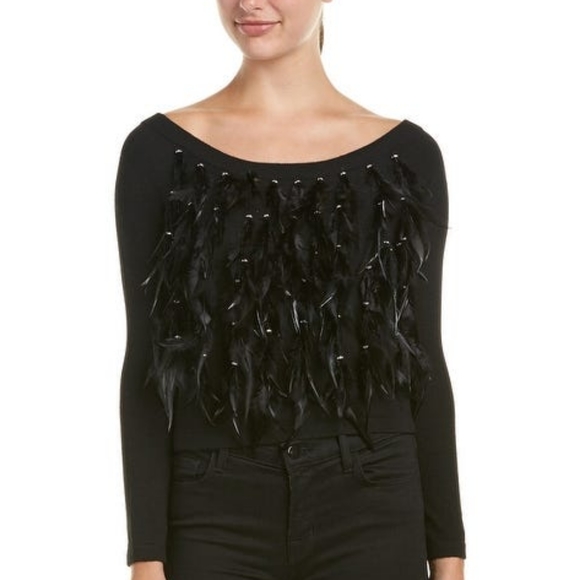 NWT Haute Hippie Feather and Crystal Sweater